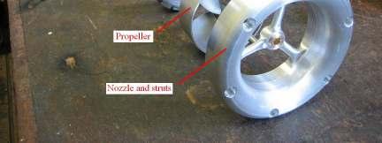 Figure 38: Thruster parts expanded In this picture, the encapsulated stator can be seen, with the rotor part