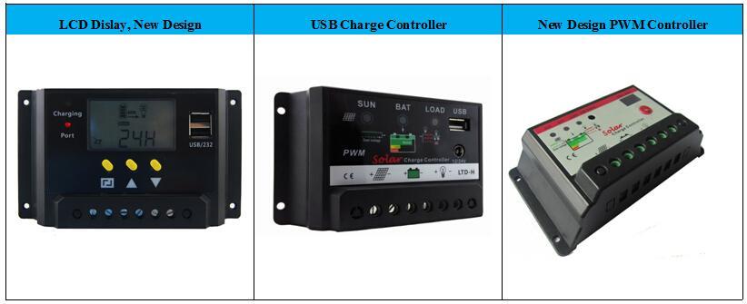 SOLAR CHARGE CONTROLLER MPPT CHARGE CONTROLLER 12/24/48V, 30/40/60A ITEM LCD Display PWM Type USB Type PWM Type PWM Normal