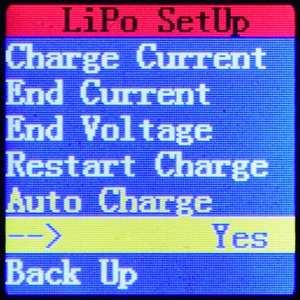 Here, you can setup cell count, charge current, charge terminal current, and charge terminal voltage per cell, and then