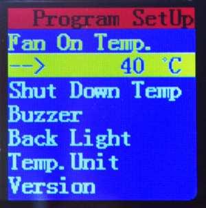 Program Setup 1. In charger idle interface, press knob button for 2 seconds enter into Program Setup menu. 2. LCD display the following information in sequence and you can modify its value.