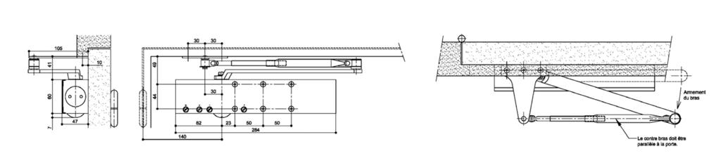 DESIGN HL300 HL300 force 3/6 HL300 OP force 3/6 with PL arm Assembly opposite the hinges Arm reinforcement The counter arm must be paralle to the door Optional HL300 OP + PL arm. HL300 Timed.