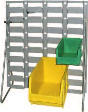 storage bin. High frequency louvres allow bins to be hung in a high-density configuration in any mix of sizes/colours.