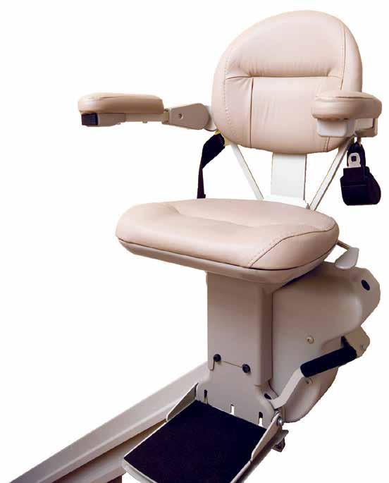 Designed to make your life easier Bruno stairlift standard features: Elite stairlift shown COMPACT Seat, arms and footrest flip up to give ample space on steps for family members.