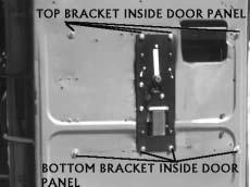 e. Bolt the top/bottom brackets inside the door frame using the existing holes on the bracket Figure [8]. f. Position and mount the door opener to the top & bottom brackets Figure [8]. g.