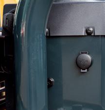 cab. A safety lock system is designed to prevent exiting the cab while