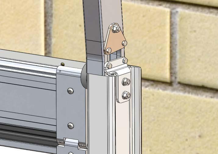 4. Install on both lower track-side column assemblies as shown and make sure the assembly is fully aligned & inserted onto the locating pins of the lower