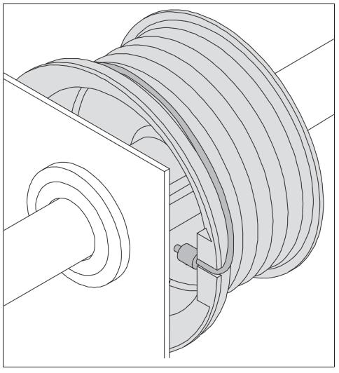(See Figure 75 and Figure 76) Left Hand Side Front Shown Cable Drum, LH Figure 73 Bending the lift cable will help you avoid problems with the tip at the end of the lift cable catching on the end