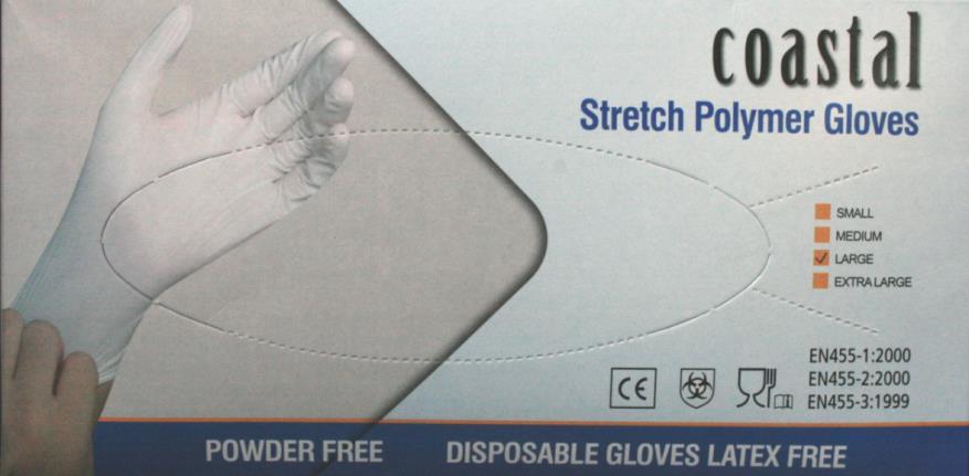 GLOVES 74655 Stretch Polymer Gloves Powder Free
