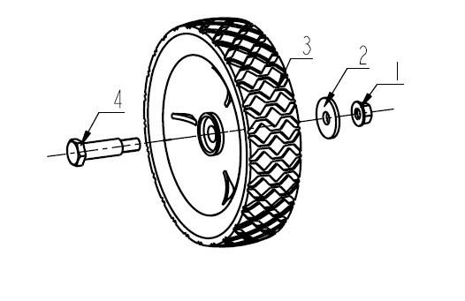 Wheel Assembly 1 Nut, Serrated Hex 3/8-16 Zinc A202050 1 2 Washer, Flat 0.375x1.25x.