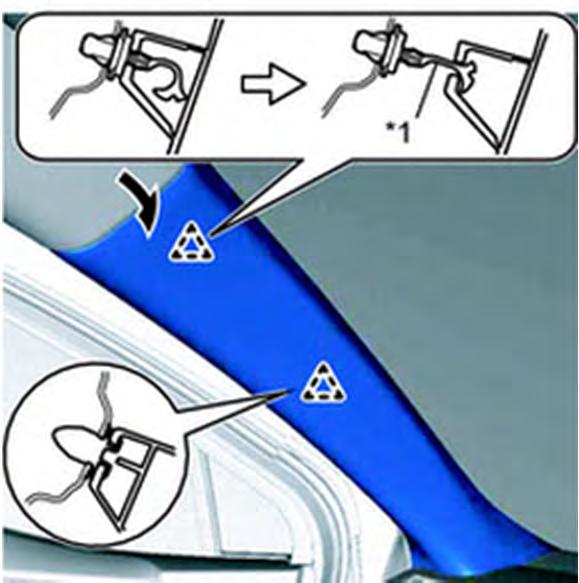 4. Turn the LH visor holder approximately 45 and pull it out as shown in the illustration. See figure 4. Figure 4 5.