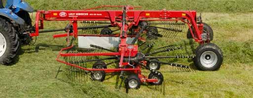 90 m. Transport height of 3.65 m with the tine arms taken off. Time-saving tine arm storage above the rotor. Easily foldable side guards.