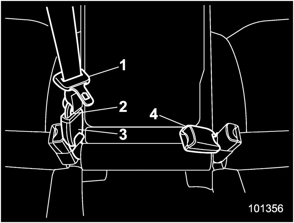 Seat, seatbelt and SRS airbags/seatbelts 1-19 Push the button on the buckle. Before closing the door, make sure that the belts are retracted properly to avoid catching the belt webbing in the door.