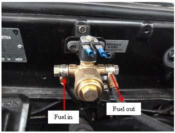 The level sensor installed inside the tank used floating arm sensor type to indicate the level of LPG inside the fuel tank. The fuel line is a pathway to transport liquid LPG in the system.