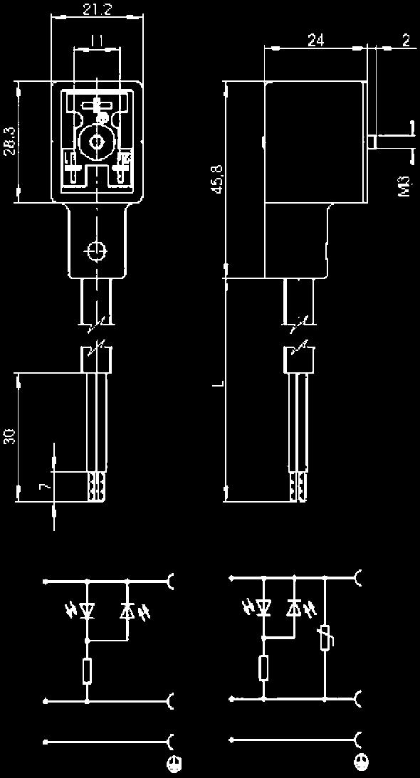 (AC/DC) 2 + Ground/Color Cable Length Volts Integrated Gasket Transparent 1- meter 024 V 612 202 0192 Transparent 2- meter
