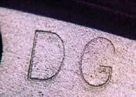 legible or not at all. The DG stamp chronologically follows the broken DC stamp.