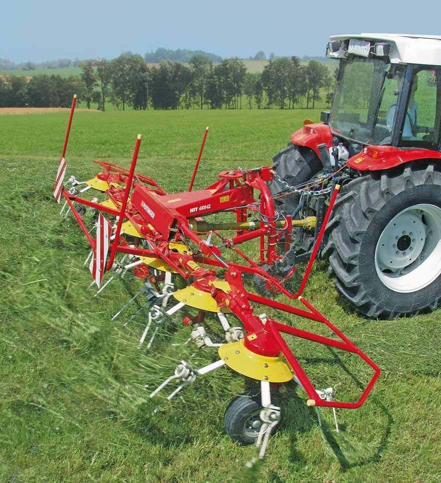 Fenceline tedding Setting the wheels at an angle causes the tedder to run diagonally so the forage is