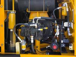 2 The filters on a JCB JS205 (engine oil, hydraulic oil and fuel) are centrally located for fast, easy servicing.