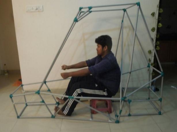 III. ROLL CAGE DESIGN Roll Cage can be called as skeleton of a vehicle, besides its purpose being seating the driver, providing safety and incorporating other sub-systems of the vehicle, the main