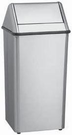 TOWELS & WASTE RECEPTACLES FREESTANDING MODEL 377 Freestanding, 13 gal (49.2 L), stainless steel waste receptacle. Removable swing top.