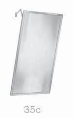 MIRRORS AND SHELVES TILT MIRRORS HEIGHT MODEL 740 Fixed-angle, tilt frame of satin finish stainless steel. ¾" x ¾" (19 mm x 19 mm) frame with welded and polished corners.