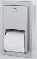 TOILET TISSUE DISPENSERS (4) MOUNTING HOLES MODEL 5124* 2" (51 mm) 6-1/4" (159 mm) Recess-mounted, dual-roll, toilet tissue holder with non-controlled delivery. Satin-finish stainless steel.