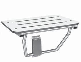 SHOWER PRODUCTS SEATS BRADLEYCORP.COM MODEL 954 Hinged corner shower seat. Heavy-duty, satin-finish, stainless steel with 3/4" (19 mm) return edges. Folds to vertical position when not in use.