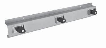 MODEL 9934 Unit 44" (1118 mm) L, has 5 hooks and 4 holders. MODEL 9943 Unit measures 7¼" H x 24" L. Projects 2¼" (57 mm) from wall. Has 3 hooks. DIM. "C" DIM. "B" MOUNTING HOLES DIM.