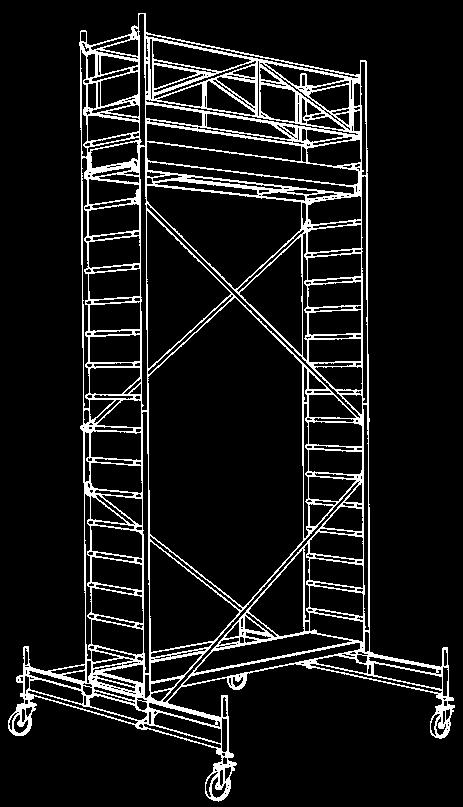 Further design features of Maluminium mobile scaffolds Mmobile scaffolds are easy and fast assembled without tools. The ladder frames are simply inserted into each other.