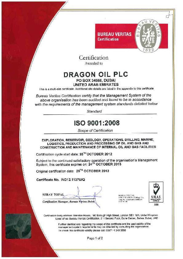 standardized procedures, Forms, Templates, check lists, Technical Specifications & Data sheets and Quality procedures & Specifications ISO 9001:2008 certified;