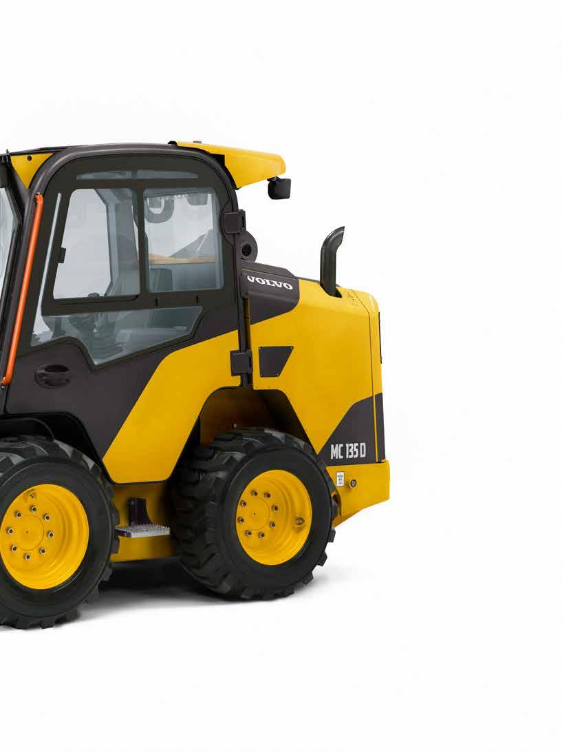 See more, do more Boost productivity with 270º of visibility provided by the curved single loader arm, large top window and narrow cab pillars.