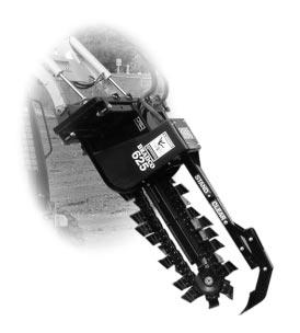 TRENCHER Trenchers are ideal for all types of utility and footer trenches. High torque hydraulic motor for maximum digging power. 2" pitch, anti-back flex chain for maximum performance and life.