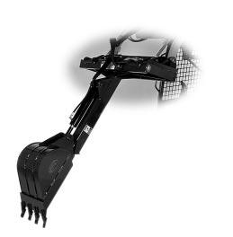 BACKHOE MINI The Mini Backhoe has excellent mobility, and is perfect for digging footings. Easy mounting, no stabilizers required. 3x16 cylinder for powerful breakout force.