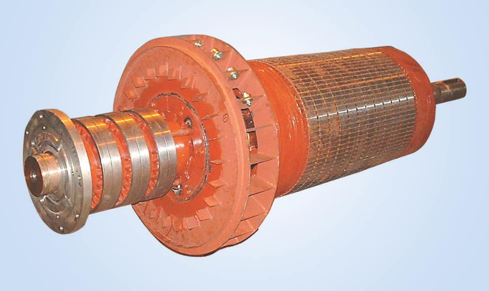 Bearings Fig 4 : Typical Wound Stator Rotor construction The rotor consists of a rigid shaft made out of ultrasonically tested steel forging.