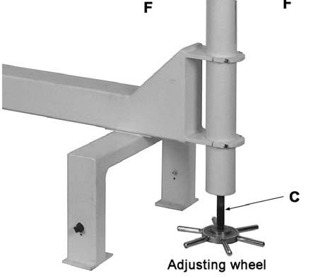 Lubrication Figure 9 Refer to Figure 10: The following areas should be kept lubricated: Upper wheel bracket (A) Lower wheel bracket (B) Jack screw (C) Upper wheel axle (D) Cams (E) Pivot points (F)