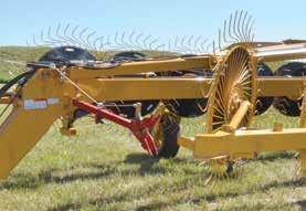 Check out the non-telescoping, non-bolted joint straight tongue; the three-pivot rear toolbar and one-piece rake arms; and the patent-pending rake wheel lift and suspension system.