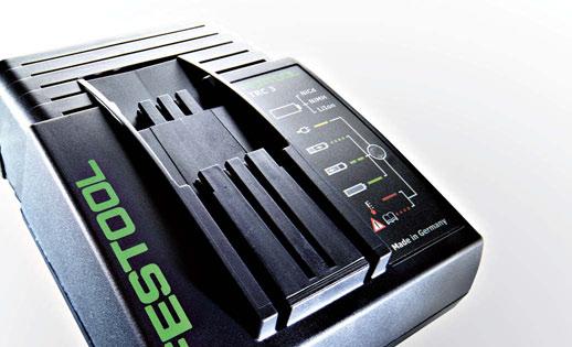 Festool battery/charging system. A full charge of flexibility. A tuned safety system monitors the battery level during operation and during the charging process.