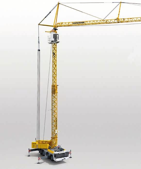 MK 88 mobile construction crane Highly efficient construction site lighting Horizontal load path for top handling performance Steplessly height-adjustable lift cab for best possible view of the site