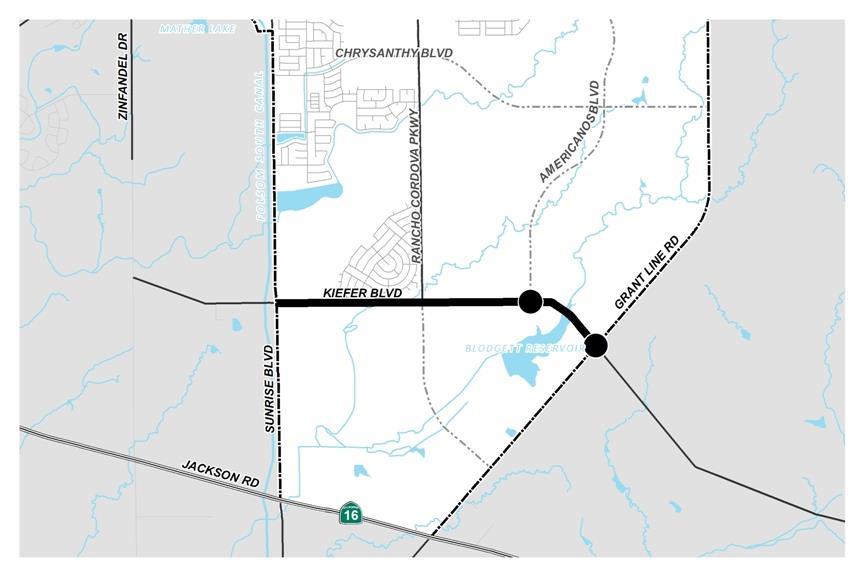 2015/2016-2020 Capital Improvement Plan Kiefer Boulevard Phase II (CP09-2074) Sunrise Boulevard to Grant Line Road Project Budget: $8,931,000 Anticipated Completion Date: 2020 This project will widen