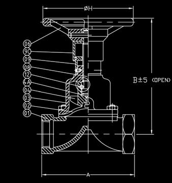 15mm to 50mm 65mm to 80mm 01 Body Ductile Iron 02 Diaphragm As per list 03 Bonnet Cast Iron 04 Compressor Cast