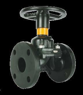 ART 525/535 1 /2-8 Diaphragm Valve Weir Type Features Flange PN10/16 (525) or ASA150 (535) Cast Iron Body Lined Rising Handwheel Indicator Bonnet Diaphragm Available Grade A - Natural Rubber Grade EP