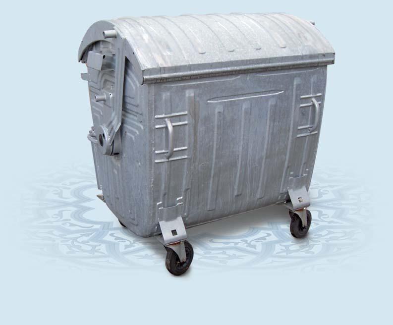 Waste bins Galvanized Trolley Bin with dome lid MGB 1,1 m 3 For transport with front-end loader Body