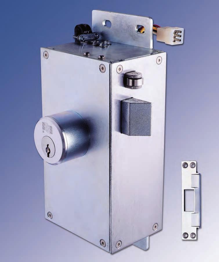 Electromechanical utomatic Deadlocking Latch High Security and Impact Resistant 1 Throw 120VC Solenoid ctuated and Manual Key Unlocking Jamb Mounted Hinge-Side (Pull) Frame Mounting Locate removable