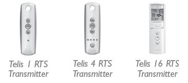 Talius offers transmitters that allow for the operation of up to 16 units on a single transmitter. Somfy transmitters have a range of approximately 65 through double reinforced concrete.