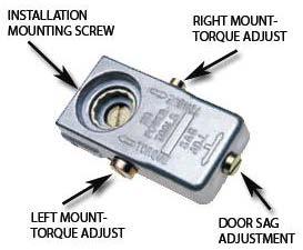 3.4. TorqueMaster and SAG Adjustment (Model 401B and1kdb) The TorqueMaster regulates the door alignment and the door closing tension. 1.