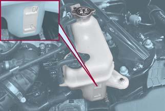 SERVICING AND MAINTENANCE Inspecting Coolant Level Note: Changing the coolant should be done by your authorized dealer.