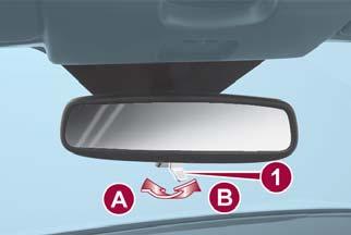Push the lever forward for day driving (A position). 2. Pull the lever rearward to reduce glare of headlights from vehicles at the rear (B position).