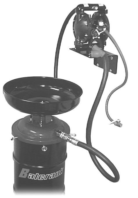 Maximum Duty Drains Capacity: 16 gallons 41 to 65 telescoping bowl height Evacuation spigot at base of drum (Model 4110-002) Drum dolly included Service bulletin SB4008 4110-002 4110-002 - Used Oil