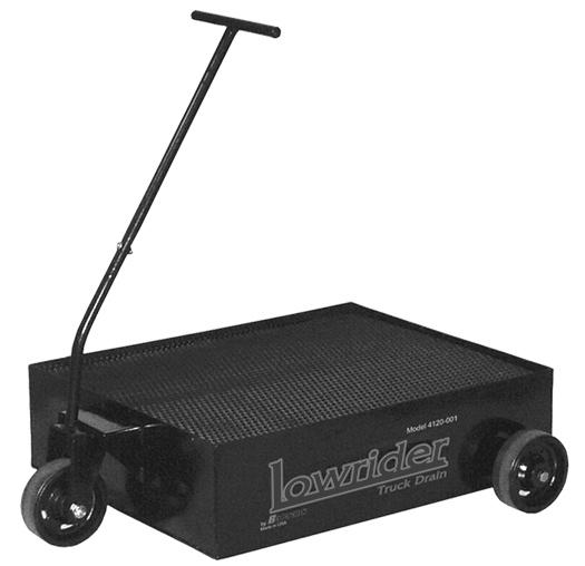 4120-001 - Lowrider Truck Drain Capacity: 25 gallons Dimensions: 8 H x 24 W x 30 L. Stands 9.