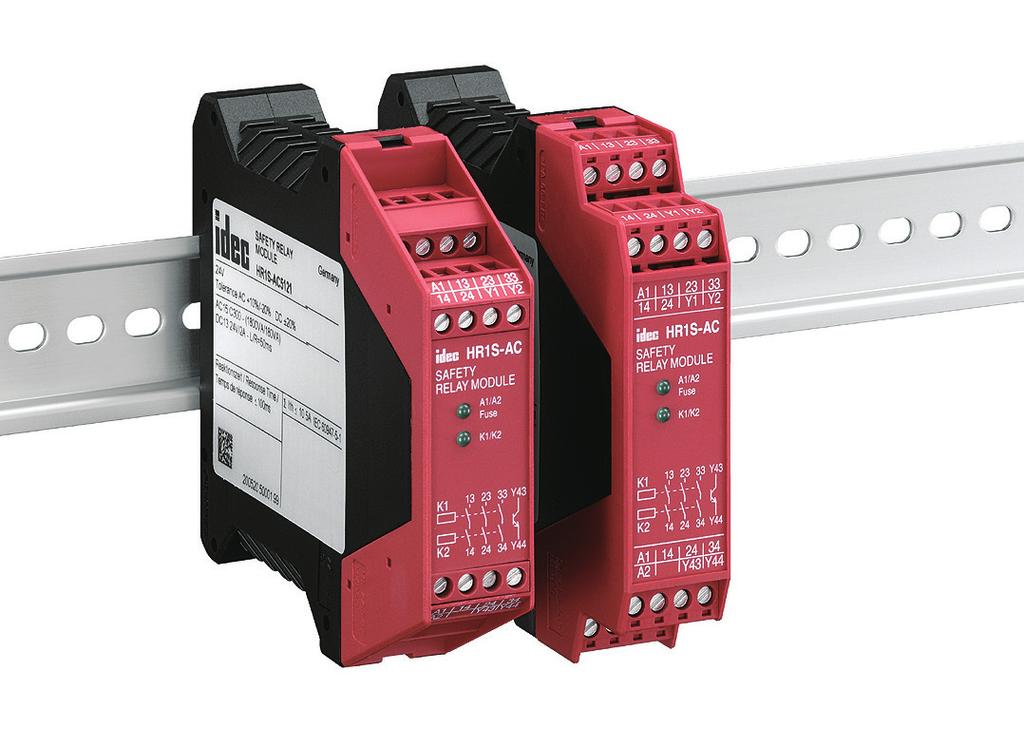 HRS-AC Safety Relay HRS-AC Key features: NC or 2NC safety input type, such as E-Stops or Interlock Switches EN ISO 3849- PLe, Safety Cat 3 compliant, and EN 6206 SIL 3 Fault diagnosis function with