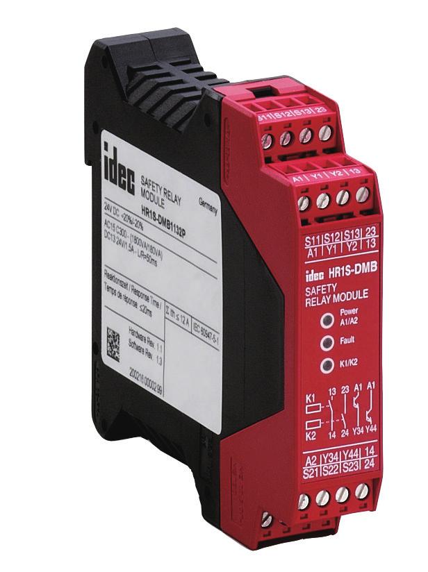HRS-DM Safety Relay HRS-DM Key features: NO-NC safety input type, such as magnetic coded safety switches Fault diagnosis function with dual safety circuits.